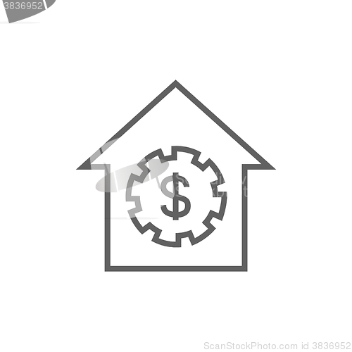 Image of House with dollar symbol line icon.