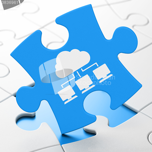 Image of Cloud technology concept: Cloud Network on puzzle background