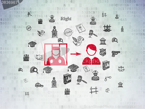 Image of Law concept: Criminal Freed on Digital Paper background