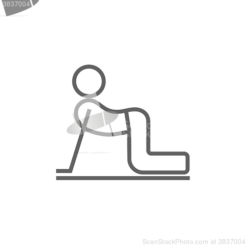 Image of Man practicing yoga line icon.