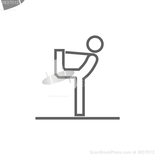 Image of Man practicing yoga line icon.