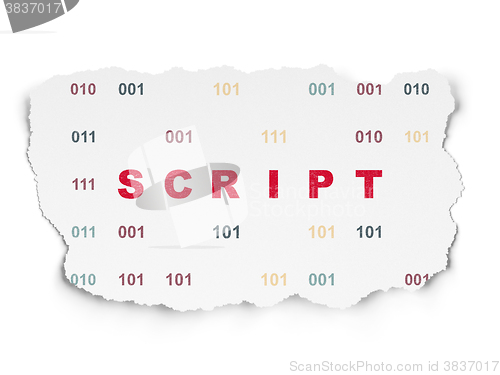 Image of Database concept: Script on Torn Paper background