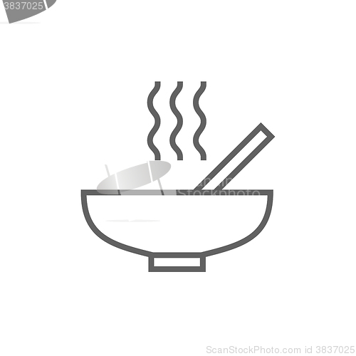 Image of Bowl of hot soup with spoon line icon.