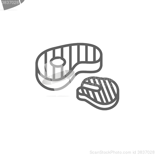 Image of Grilled steak line icon.