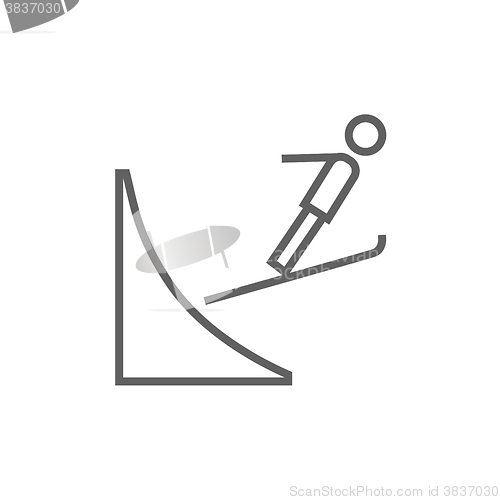 Image of Ski jumping line icon.