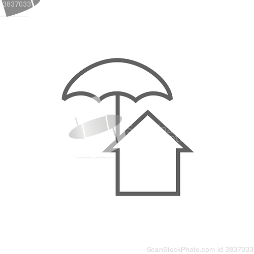 Image of House under umbrella line icon.