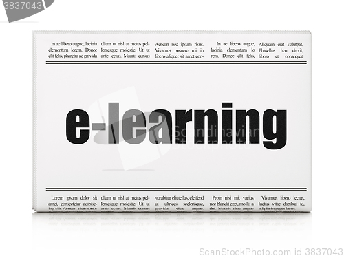 Image of Education concept: newspaper headline E-learning