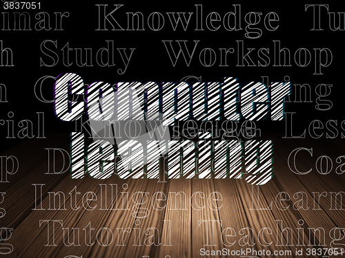 Image of Studying concept: Computer Learning in grunge dark room
