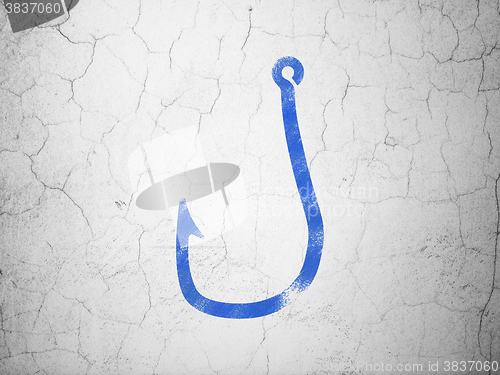 Image of Protection concept: Fishing Hook on wall background
