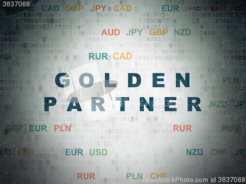 Image of Business concept: Golden Partner on Digital Paper background