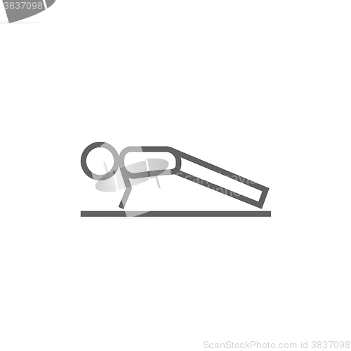 Image of Man making push ups line icon.