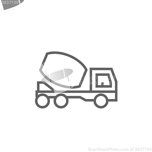 Image of Concrete mixer truck line icon.