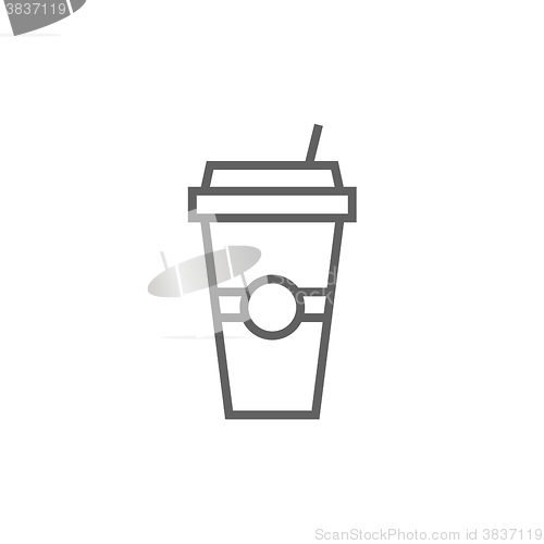 Image of Disposable cup with drinking straw line icon.