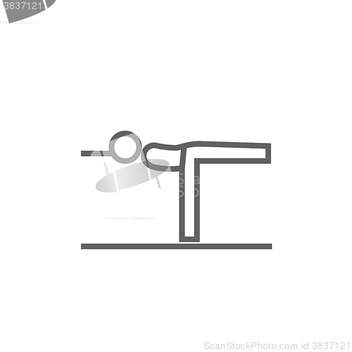 Image of Man practicing yoga line icon.