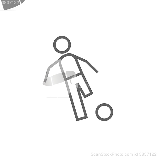 Image of Soccer player with ball line icon.