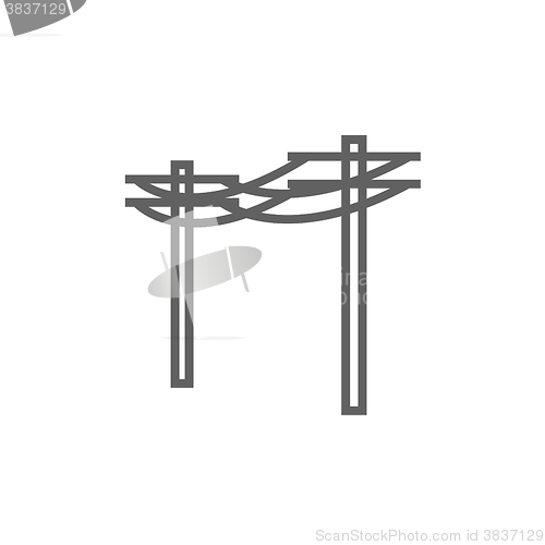 Image of High voltage power lines line icon.