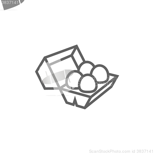 Image of Eggs in carton package line icon.