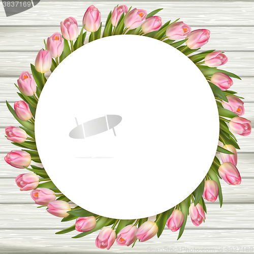 Image of Pink tulips border. EPS 10