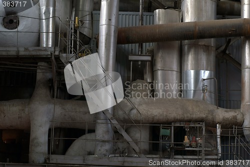 Image of different size and shaped pipes at a power plant