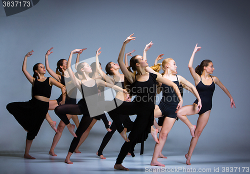 Image of The group of modern ballet dancers 