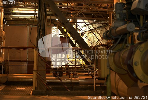 Image of assortment of different size and shaped pipes at a power plant