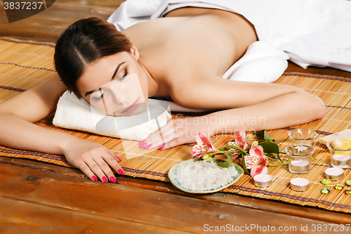 Image of Beautiful young woman at a spa salon