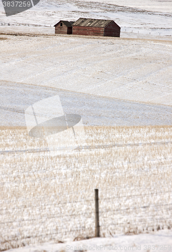 Image of Alberta Buildings and Field in Winter