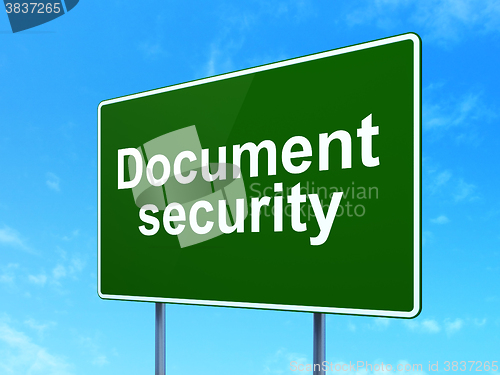 Image of Security concept: Document Security on road sign background