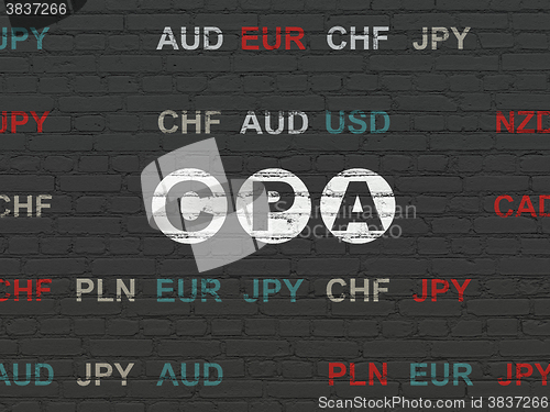 Image of Finance concept: CPA on wall background