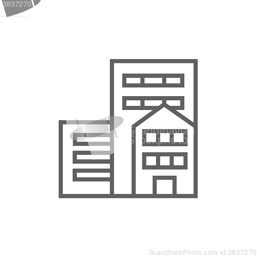 Image of Residential buildings line icon.