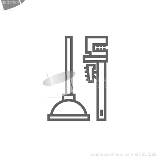 Image of Pipe wrenches and plunger line icon.