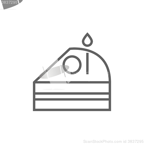 Image of Slice of cake with candle line icon.