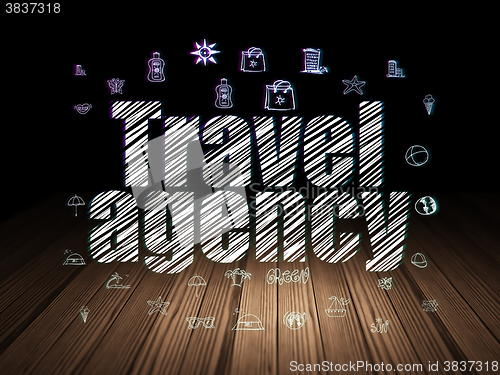 Image of Travel concept: Travel Agency in grunge dark room