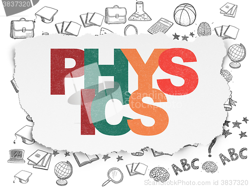 Image of Studying concept: Physics on Torn Paper background