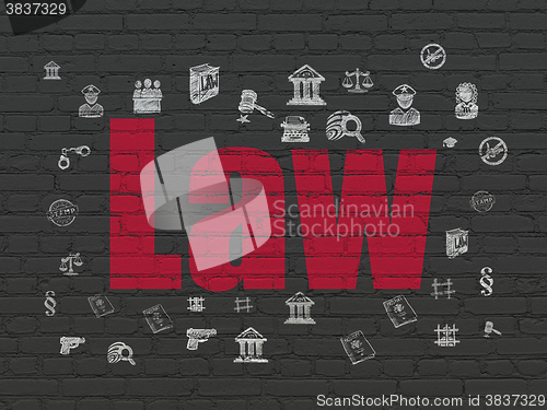 Image of Law concept: Law on wall background