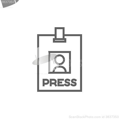 Image of Press pass ID card line icon.