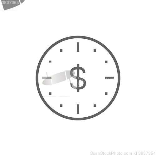 Image of Wall clock with dollar symbol line icon.