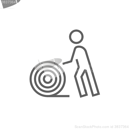 Image of Man with wire spool line icon.