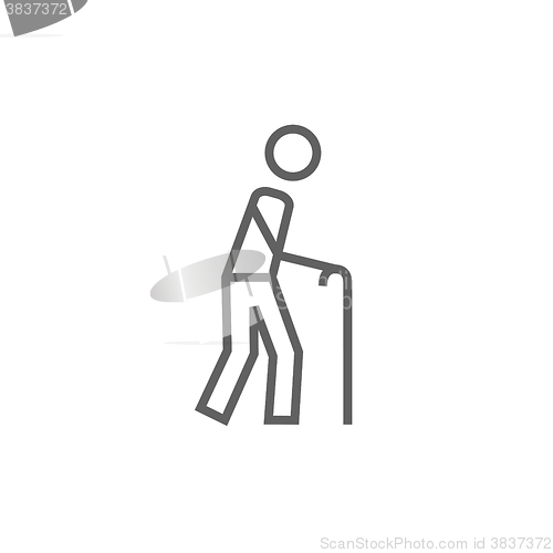 Image of Man with cane line icon.