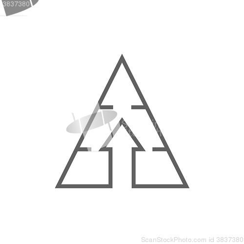 Image of Pyramid with arrow up line icon.