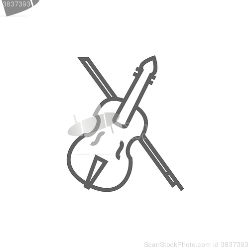 Image of Violin with bow line icon.