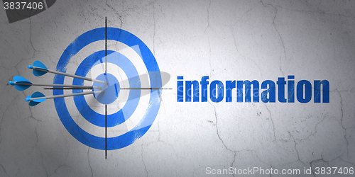 Image of Data concept: target and Information on wall background