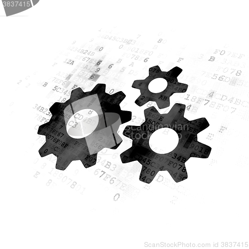 Image of Web development concept: Gears on Digital background