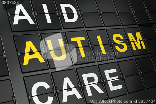 Image of Health concept: Autism on airport board background