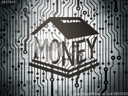 Image of Banking concept: circuit board with Money Box