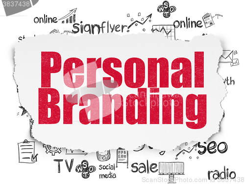 Image of Advertising concept: Personal Branding on Torn Paper background