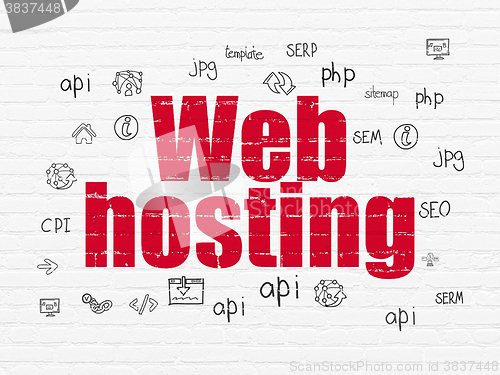 Image of Web development concept: Web Hosting on wall background