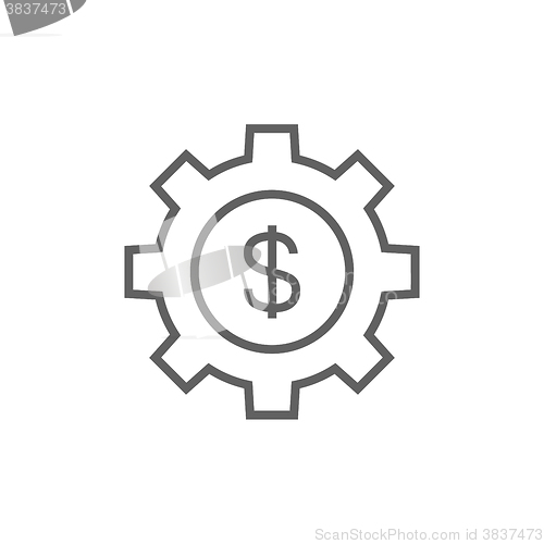 Image of Gear with dollar sign line icon.