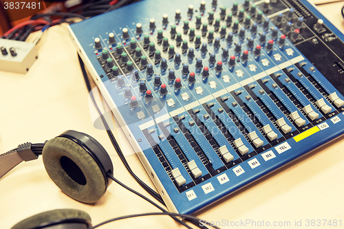 Image of control panel at recording studio or radio station