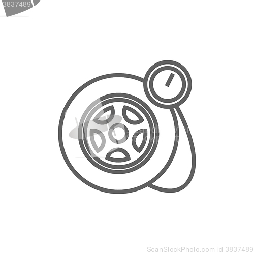 Image of Pressure gauge tyre  line icon.